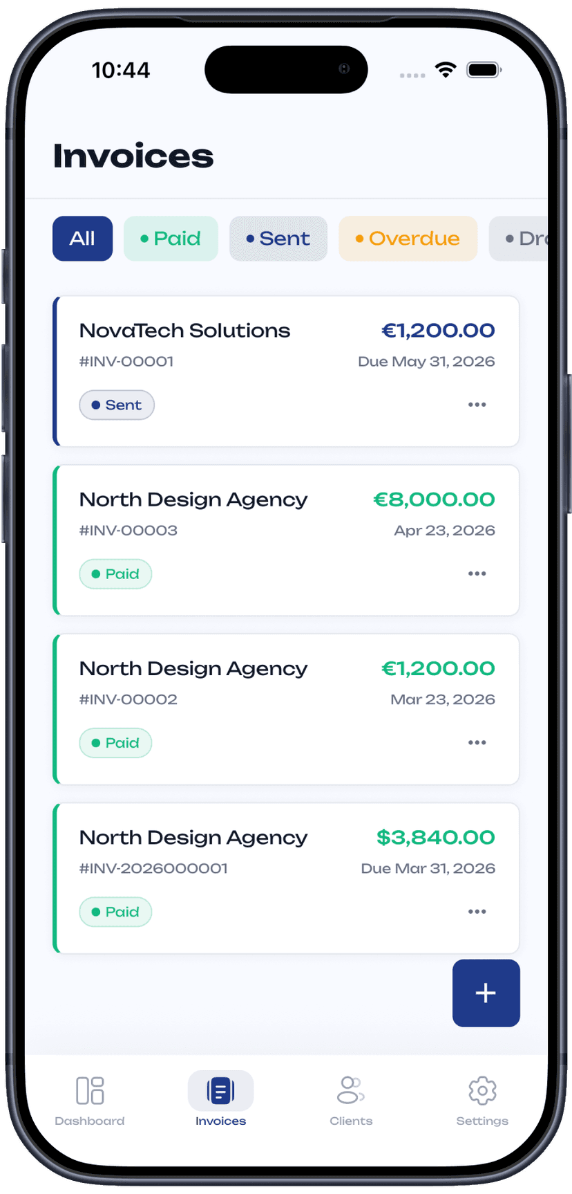 Faktur invoices screen